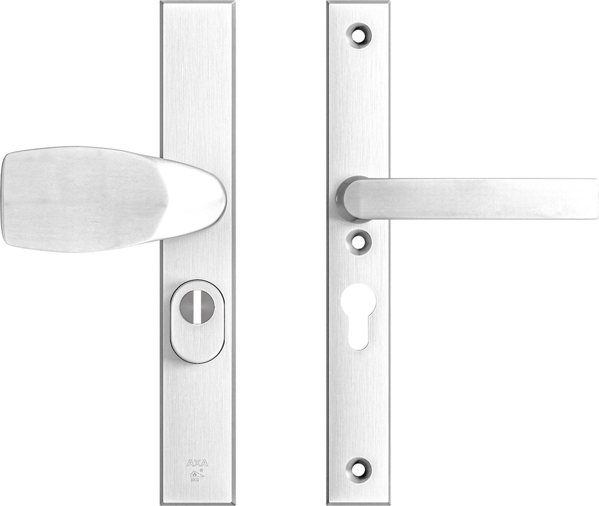 AXA Veiligheidsbeslag (Edge Plus) Smal Aluminium geslepen: bedienbare Knop-Kruk (model Wing/Blok) PC55 met kerntrekbeveiliging SKG***