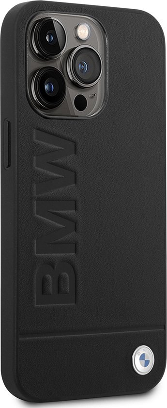 Coque arrière pour iPhone 14 Pro Max - BMW - Zwart uni - Cuir