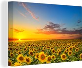 Canvas - Schilderij bloemen - Zonnebloem - Bloemen - Zon - Kamer decoratie - Foto op canvas - 120x80 cm - Muurdecoratie - Woonkamer