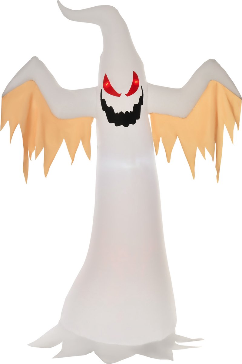 HOMCOM opblaasbaar halloween decoratie - spook 2,4 m - met LED's - wit