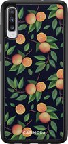 Casimoda® hoesje - Geschikt voor Samsung Galaxy A70 - Fruit / Sinaasappel - Zwart TPU Backcover - Geen opdruk - Groen