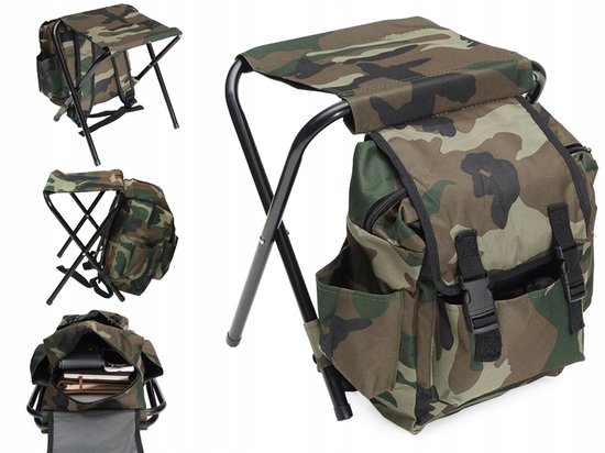 Vissersstoeltje met rugzak - 3 IN 1 stoel - Camouflage rugzakstoel - Super Gadgets voor vissers - 34 x 26 x 22 cm van Merkloos — afbeelding 5