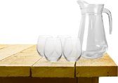 Excellent Houseware water karaf schenkkan glas 1000 ml met 4x drinkglazen 390 ml