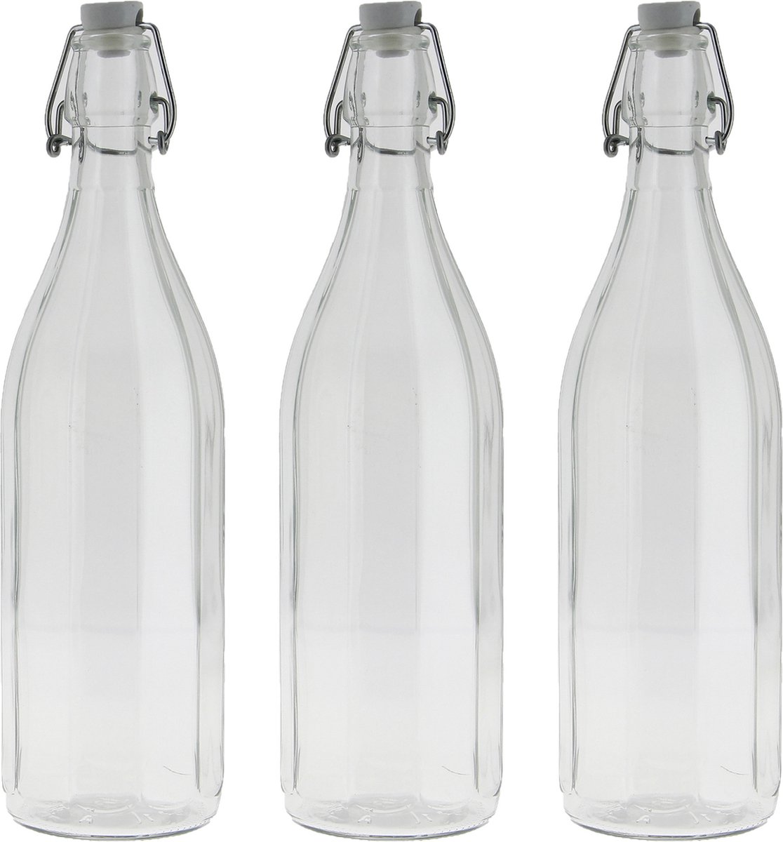Cuisine Elegance set van 4x stuks weckflessen transparant beugeldop glas van 1 liter