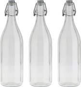 Cuisine Elegance set van 4x stuks weckflessen transparant beugeldop glas van 1 liter