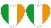 3x stuks ierland vlag hangdecoratie hartjes vorm karton 28 cm - Brandvertragend - Feestartikelen/decoraties