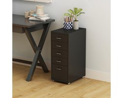 Kantoorkast Kökar ladekast op wielen 69x28x41 cm zwart