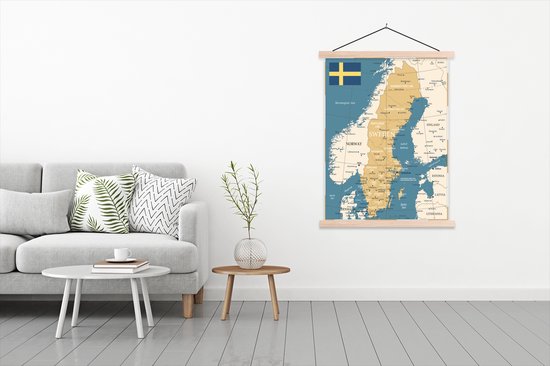 Carte et drapeau de la Suède 90x120 cm