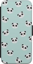 Casimoda® bookcase - Geschikt voor iPhone 8 - Hoesje met pasjeshouder - Panda's - Mint - Kunstleer