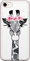 Casimoda® hoesje - Geschikt voor iPhone 8 - Giraffe - Siliconen/TPU telefoonhoesje - Backcover - Giraffe - Zwart