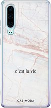 Casimoda® hoesje - Geschikt voor Huawei P30 - C'est La Vie - Siliconen/TPU - Soft Case - Bruin/beige - Tekst