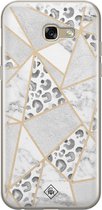 Casimoda® hoesje - Geschikt voor Samsung A5 2017 - Stone & Leopard Print - Backcover - Siliconen/TPU - Bruin/beige
