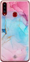 Casimoda® hoesje - Geschikt voor Samsung A20s - Marmer blauw roze - Backcover - Siliconen/TPU - Multi