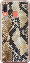 Casimoda® hoesje - Geschikt voor Samsung A20e - Snake / Slangenprint bruin - Backcover - Siliconen/TPU - Blauw