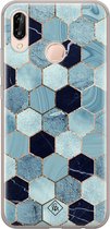 Casimoda® hoesje - Geschikt voor Huawei P20 Lite (2018) - Blue Cubes - Siliconen/TPU - Soft Case - Blauw - Marmer