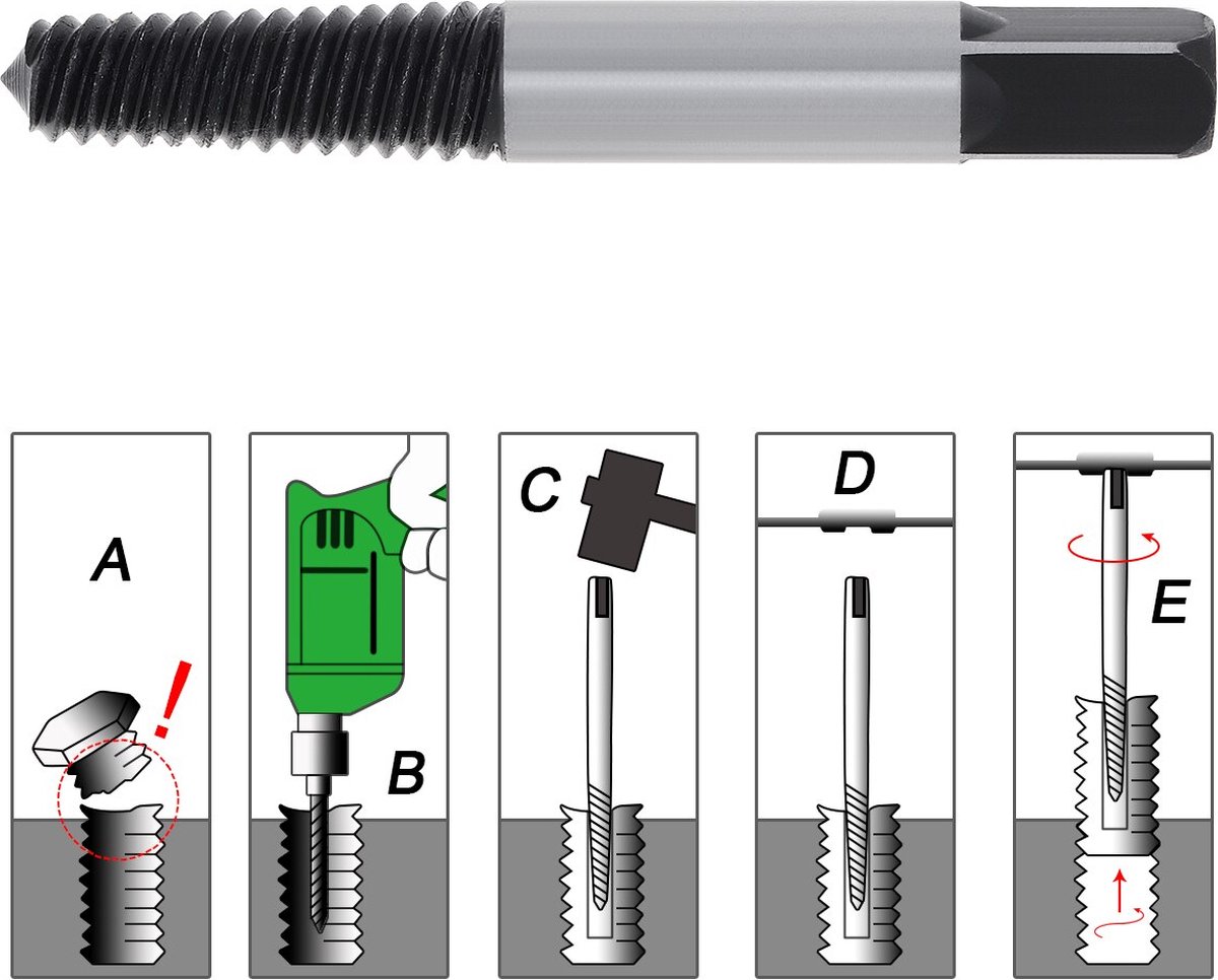 Jeu d'extracteurs de vis 4mm 8pc-24mm boulon endommagé extracteur de  goujons Set Kit Remover : : Bricolage