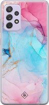 Casimoda® hoesje - Geschikt voor Samsung A72 - Marmer blauw roze - Backcover - Siliconen/TPU - Multi
