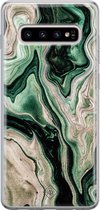 Casimoda® hoesje - Geschikt voor Samsung S10 Plus - Groen marmer / Marble - Backcover - Siliconen/TPU - Groen