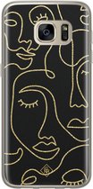 Casimoda® hoesje - Geschikt voor Samsung S7 - Abstract Faces - Backcover - Siliconen/TPU - Zwart
