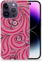 Back Case TPU Siliconen Hoesje Geschikt voor iPhone 14 Pro Smartphone hoesje Swirl Pink