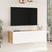 Meuble TV Lapinlahti 100x31,5x29,5cm couleur bois et blanc