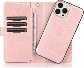 Mobiq - Luxe Lederen 2-in-1 Bookcase iPhone 13 Pro - rose gold