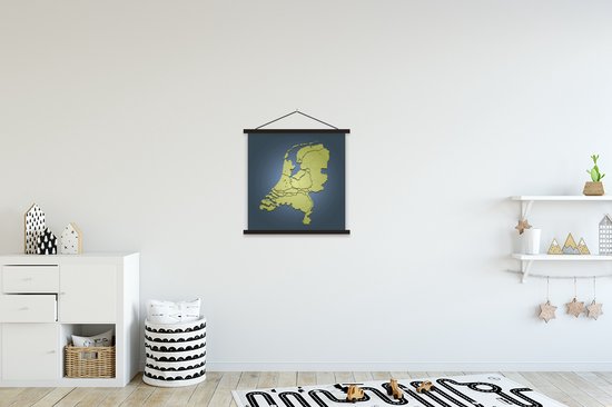 Illustration des Nederland sur fond bleu foncé affiche scolaire lattes noires plates 40x40 cm - Tirage photo sur affiche textielposter (décoration murale salon / chambre)