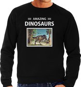 Dieren foto sweater T-rex dino - zwart - heren - amazing dinosaurs - cadeau trui Tyrannosaurus Rex dinosaurus liefhebber M