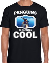 Dieren pinguins t-shirt zwart heren - penguins are serious cool shirt - cadeau t-shirt pinguin/ pinguins liefhebber L