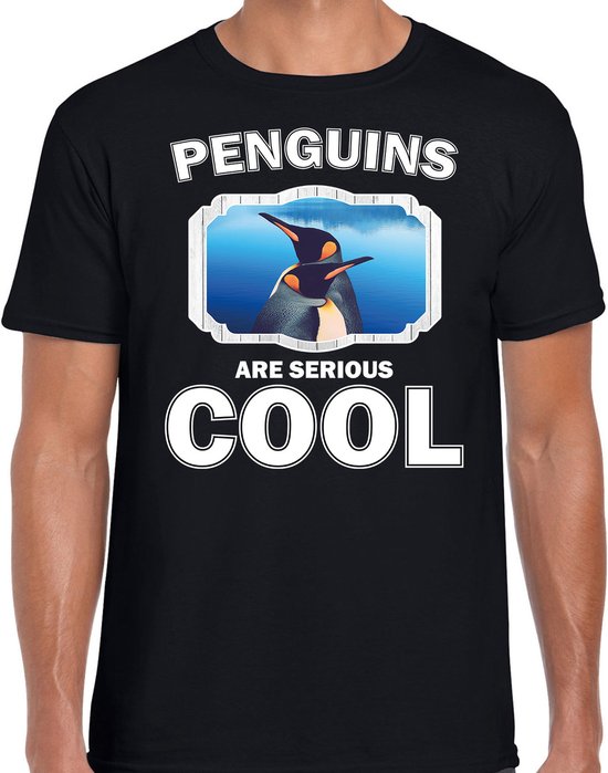 T-shirt Animaux pingouins hommes noirs - les pingouins sont sérieux chemise cool - t-shirt cadeau pingouin / pingouins amoureux L