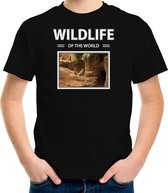 Dieren foto t-shirt Stokstaartje - zwart - kinderen - wildlife of the world - cadeau shirt Stokstaartjes liefhebber - kinderkleding / kleding 134/140