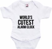 Worlds cutest alarm clock tekst baby rompertje wit jongens en meisjes - Kraamcadeau - Babykleding 68