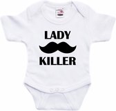 Lady killer tekst baby rompertje wit jongens - Kraamcadeau - Babykleding 68