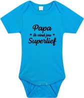 Papa superlief tekst baby rompertje blauw jongens - Kraamcadeau/ Vaderdag cadeau - Babykleding 68