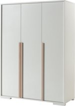 Driedeurskast Dex Wit - Breedte 145.5 cm - Hoogte 195.2 cm - Diepte 56 cm - Met hanggedeelte - Met planken - Met openslaande deuren