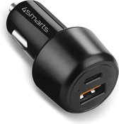 4smarts Fast Charge Auto Snellader 83W met PD en Quick Charge Zwart