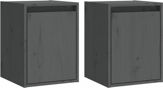 Wandkasten 2 st 30x30x60 cm massief grenenhout honingbruin kopen