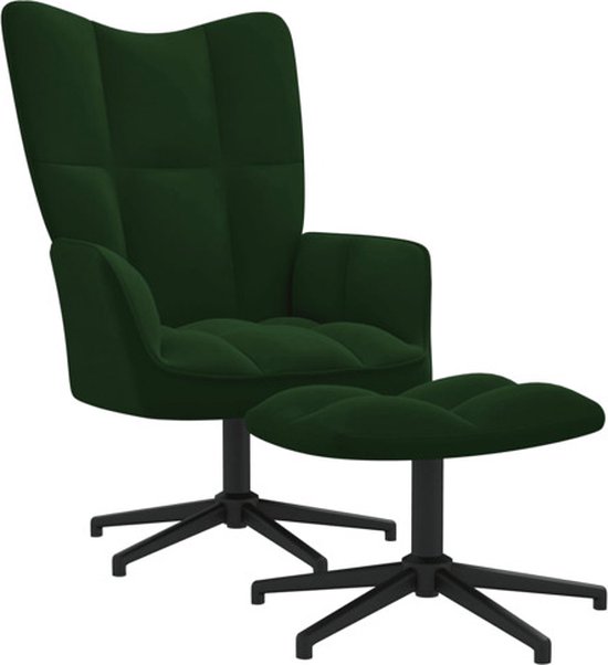 vidaXL Chaise de relaxation avec repose-pieds Velours Vert foncé