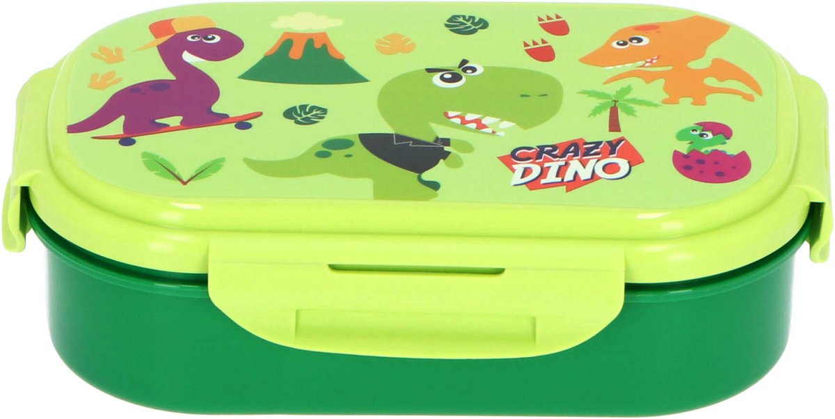 Crazy Dino Lunchbox met bestek Crazy Dino Lunchbox met bestek
