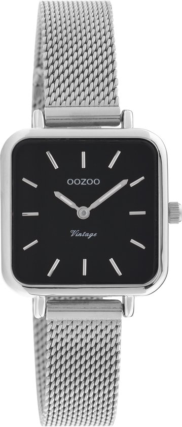 OOZOO Vintage series - zilverkleurige horloge met zilverkleurige metalen mesh armband - C20262