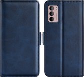 Motorola Moto G42 Hoesje - MobyDefend Luxe Wallet Book Case (Sluiting Zijkant) - Blauw - GSM Hoesje - Telefoonhoesje Geschikt Voor Motorola Moto G42