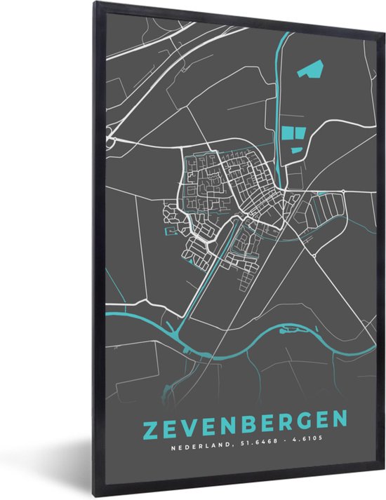 Fotolijst Incl Poster Kaart Zevenbergen Plattegrond Stadskaart X Cm Bol Com