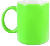 4x neon groene koffie/ thee mokken 330 ml - groen - geschikt voor sublimatie drukken - fluor groene onbedrukte cadeau koffiemok/ theemok