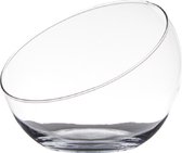 Schuine serveerschaal/fruitschaal van transparant glas 20 cm - Serveerschalen - Salade serveren - Fruitschalen