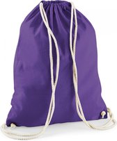 2x stuks sporten/zwemmen/festival gymtas paars met rijgkoord 46 x 37 cm van 100% katoen - Kinder sporttasjes