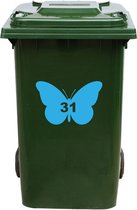 Kliko Sticker / Vuilnisbak Sticker - Vlinder - Nummer 31 - 14x21 - Licht Blauw
