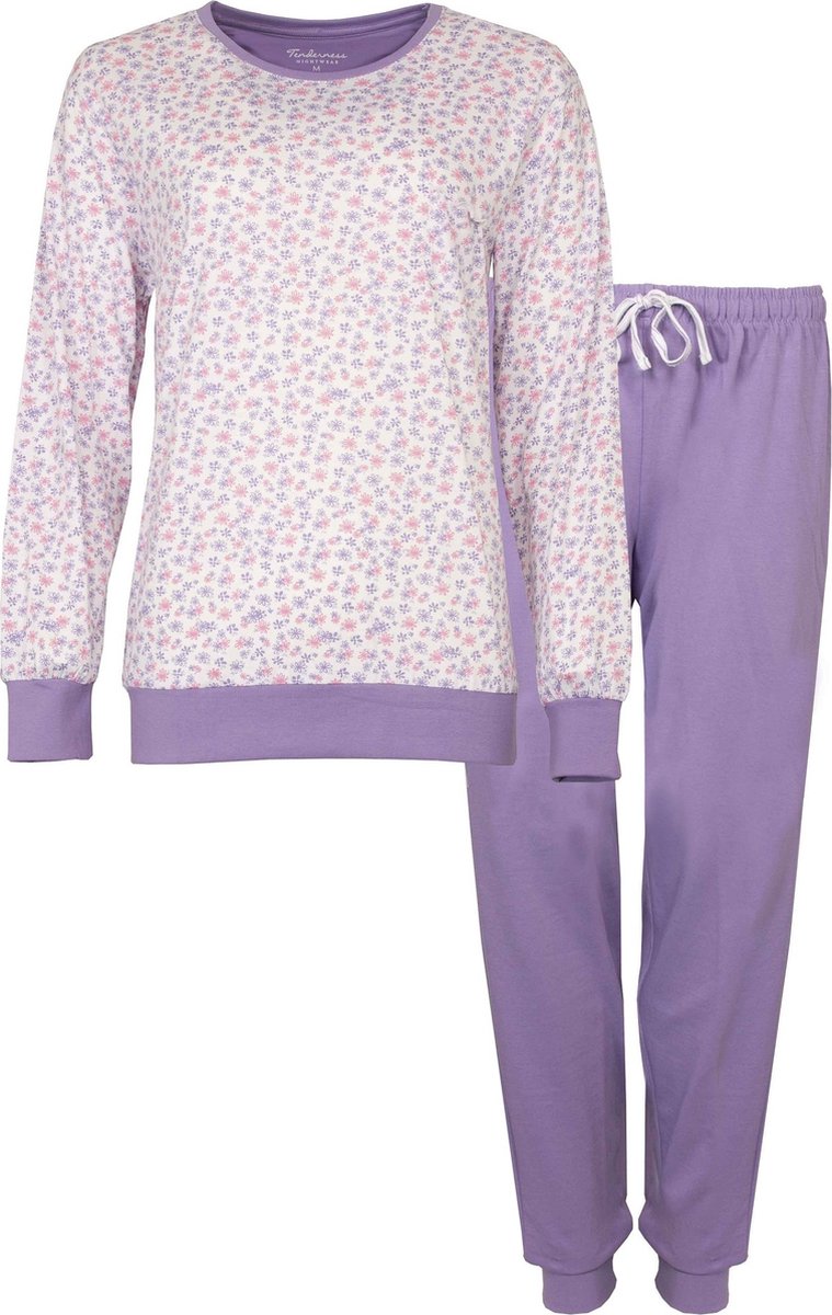 Tenderness Dames Pyjama - 100% Gekamde Katoen - Lila Paars