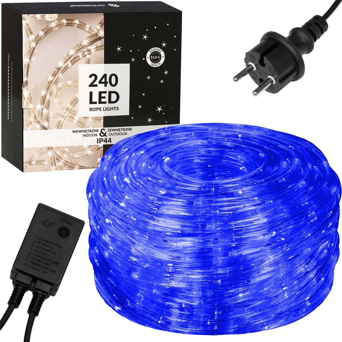 Springos Lichtslang | Lichtsnoer | Lichtsnoer Binnen | Lichtsnoer Buiten | Lichtslinger | 10 m | Blauw | 240 LED - springos