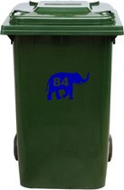 Autocollant Kliko / Autocollant poubelle - Éléphant - Numéro 84 - 14x23 - Blauw