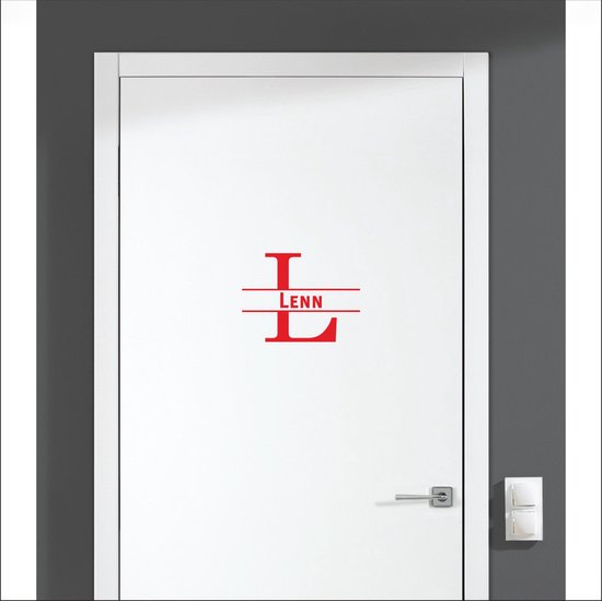 Deursticker Met Naam -  Lenn - Rood